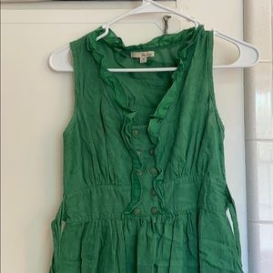 Green tie at waist dress